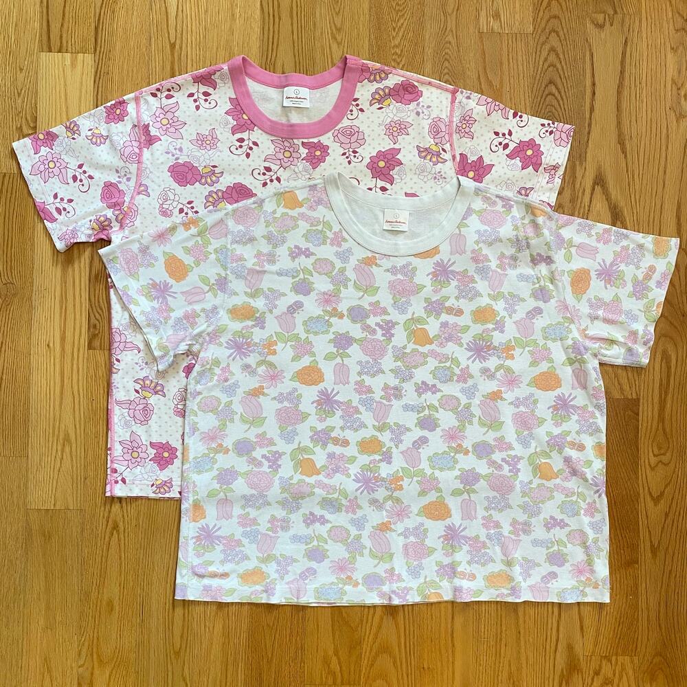 Two Hanna Andersson 100% organic cotton made in Peru floral short sleeve tshirts